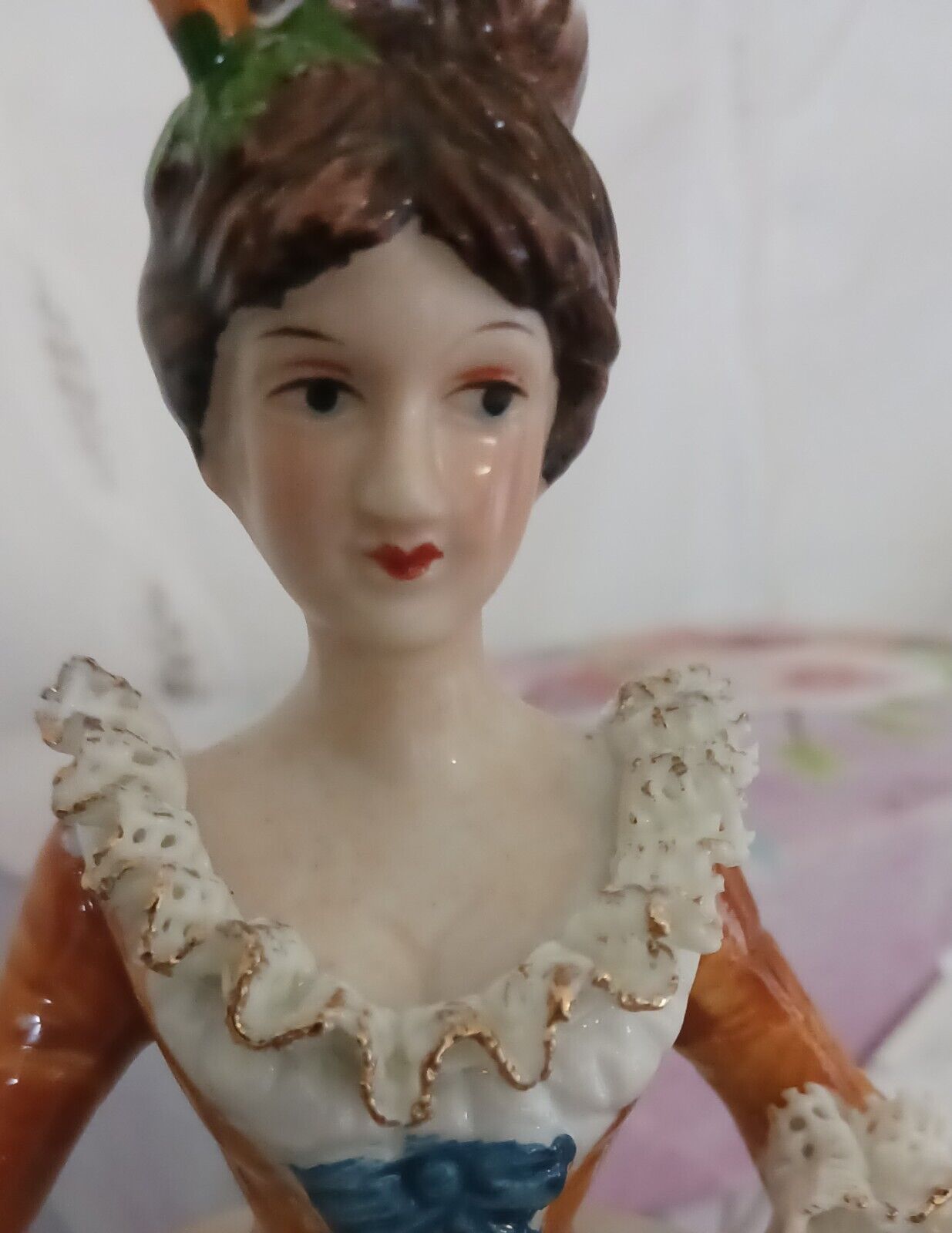 Victorian Lady With Parasol Ceramic Figurine.
