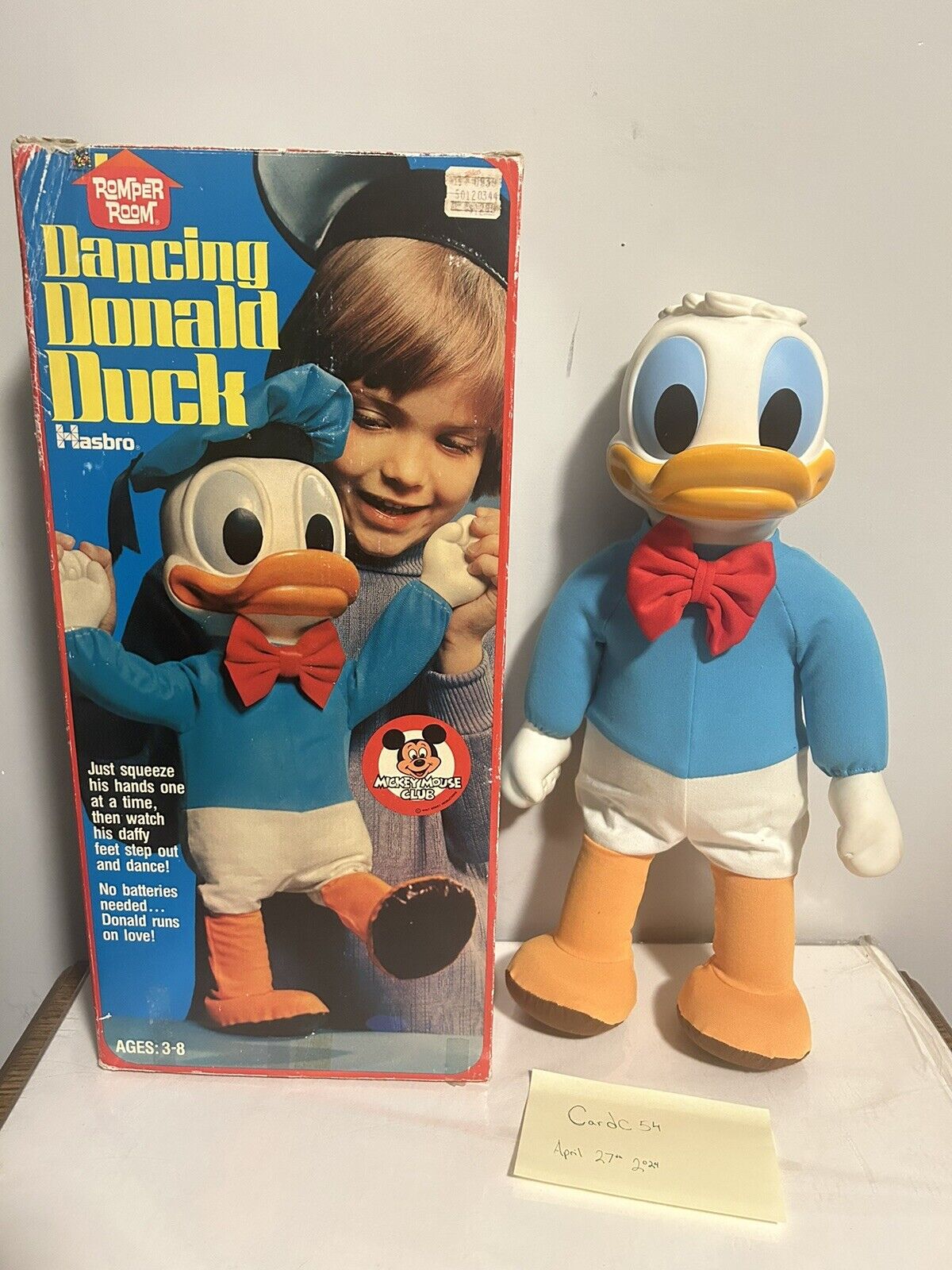 Donald Duck Walking Dancing Plush Walt Disney Hasbro Vintage 1975 Hong Kong NIB