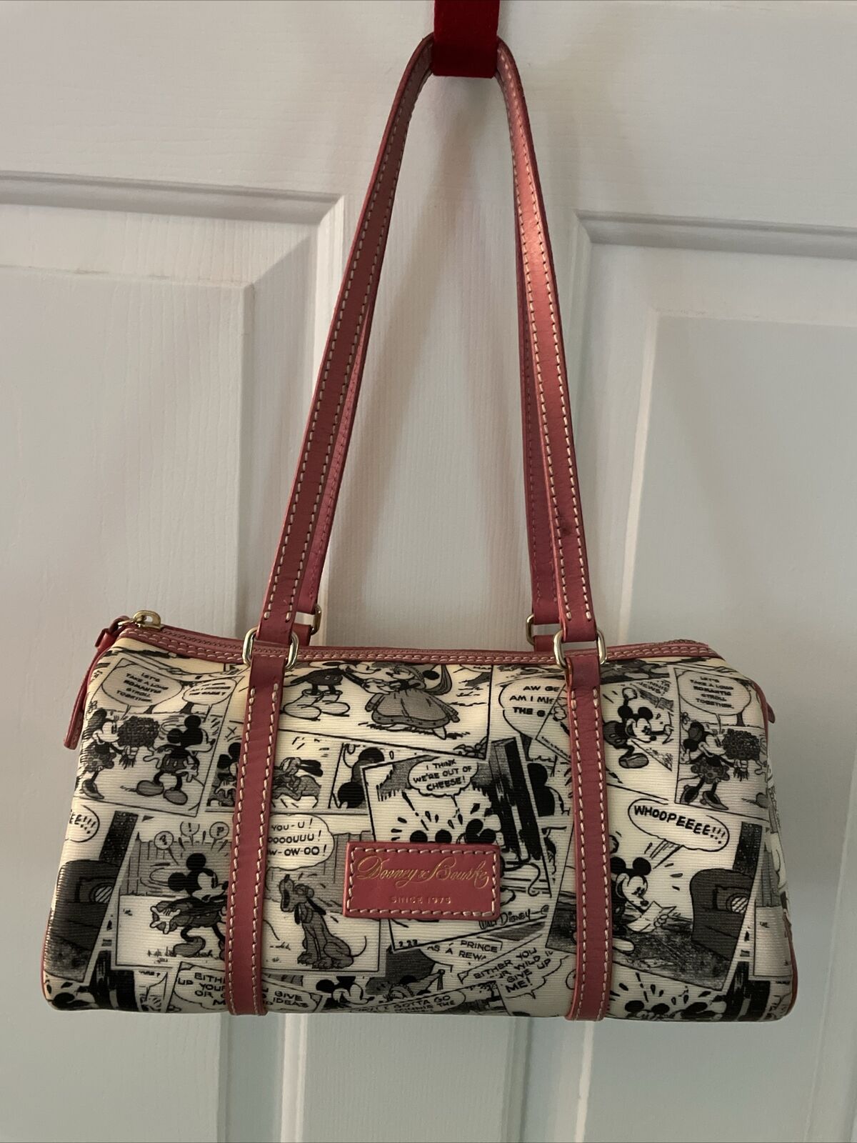Authentic Dooney & Bourke Vintage Mickey Mouse Barrel Handbag Disney Blk/Wht/Pk