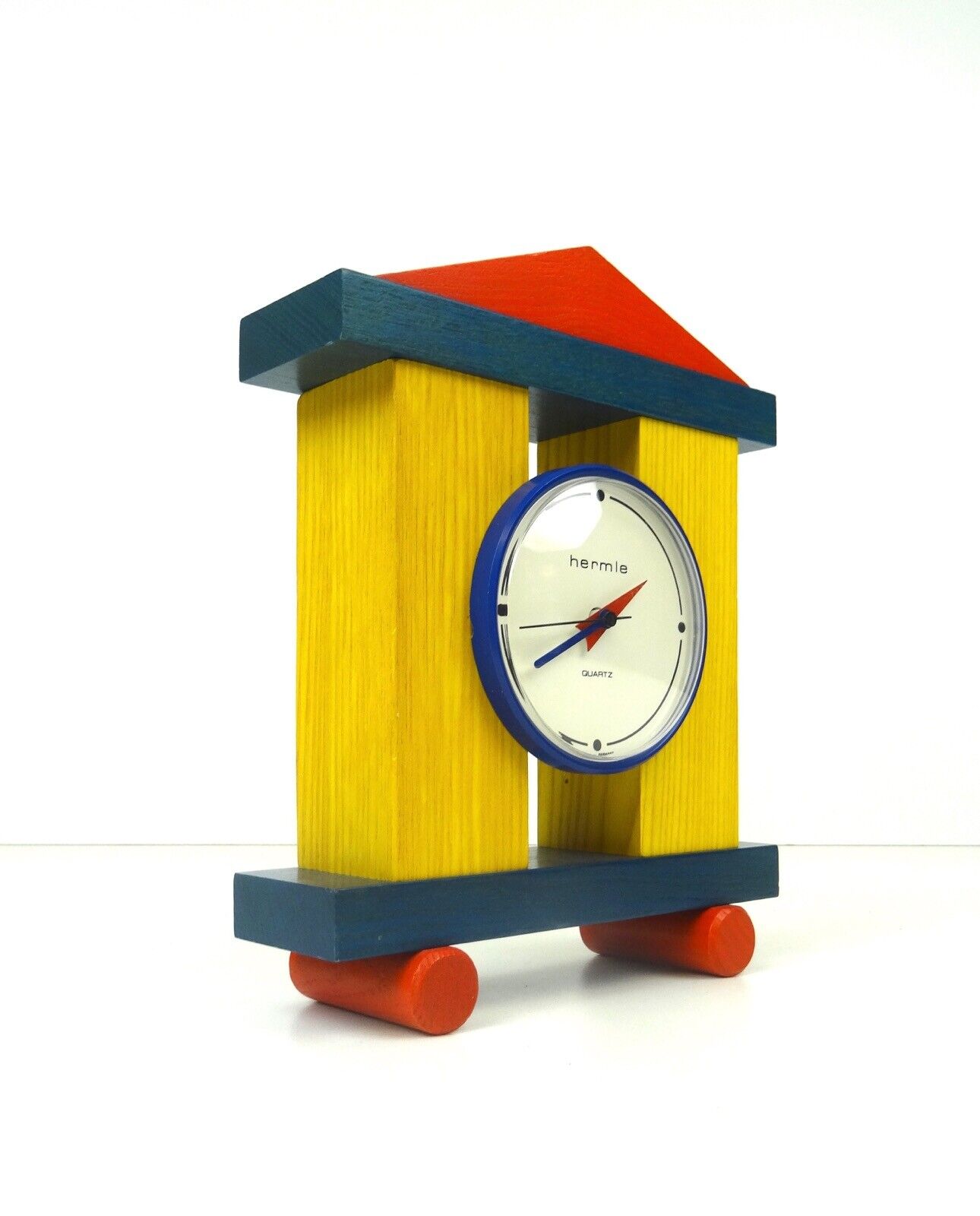 VERY RARE POSTMODERN 80S PRIMARY COLORS VINTAGE MEMPHIS AGE DESK CLOCK BY HERMLE