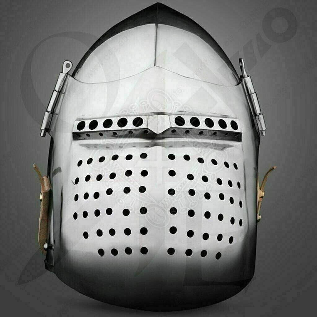 18GA Custom SCA Steel Medieval Tournament Bascinet Helmet HC132