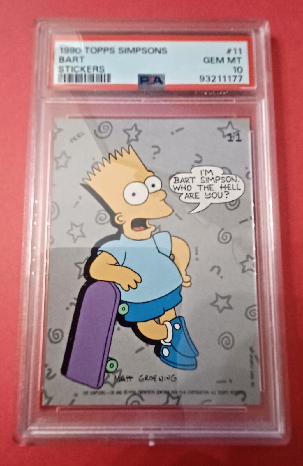 PSA 10 1990 Topps Simpsons Sticker Bart #11 Low Pop Newly Graded