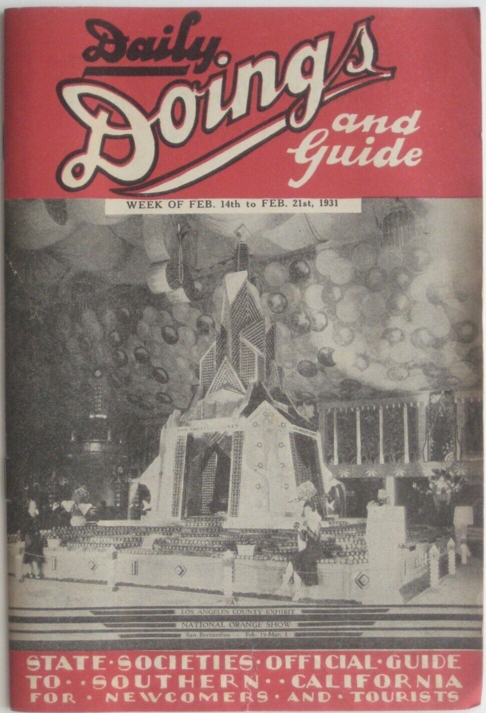 1931 Daily Doings Weekly Guide LOS ANGELES Map Restaurants Clubs Sports Hotels