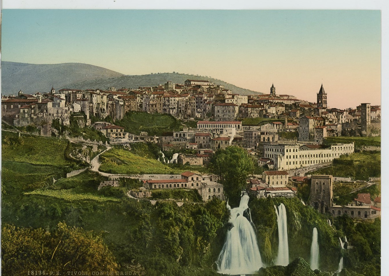 P.Z. Italy, Tivoli, With Electric Power Falls in Rome Vintage