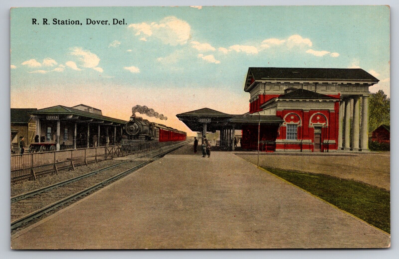 Railroad Station Depot Dover Delaware DE Train Smoke c1910 Postcard