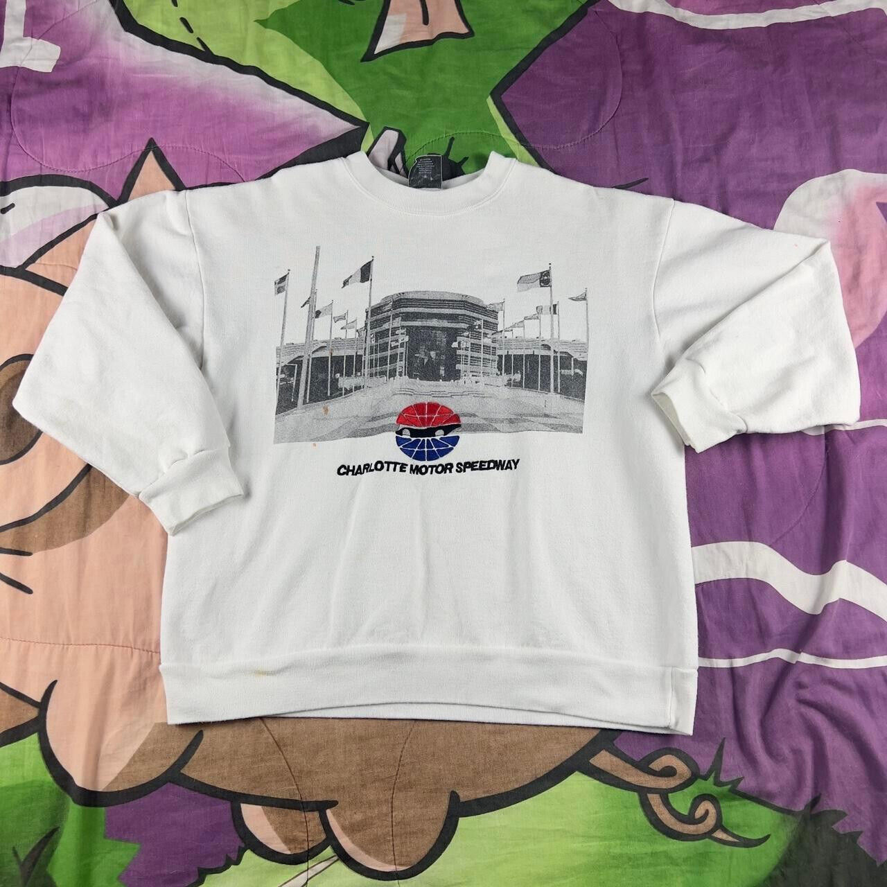 Vintage 90's Charlotte Motor Speedway embroidered white sweatshirt