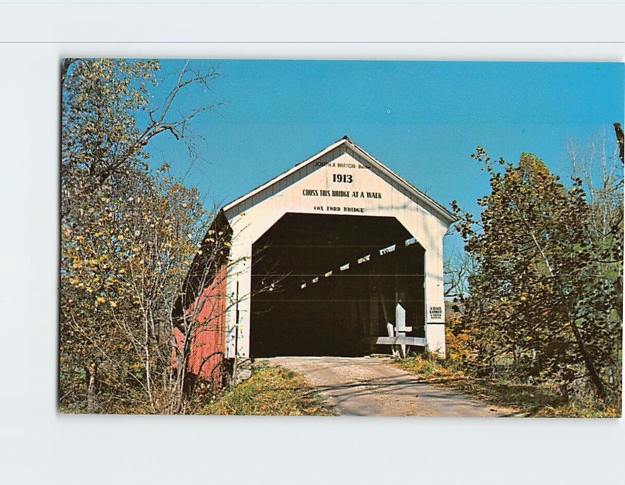 Postcard Cox Ford Covered Bridge Parke County Indiana USA
