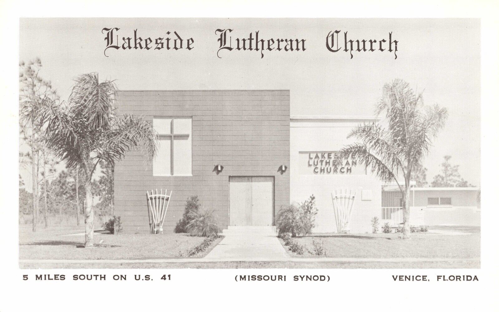 Lakeside Lutheran Church Venice Florida Vintage Postcard