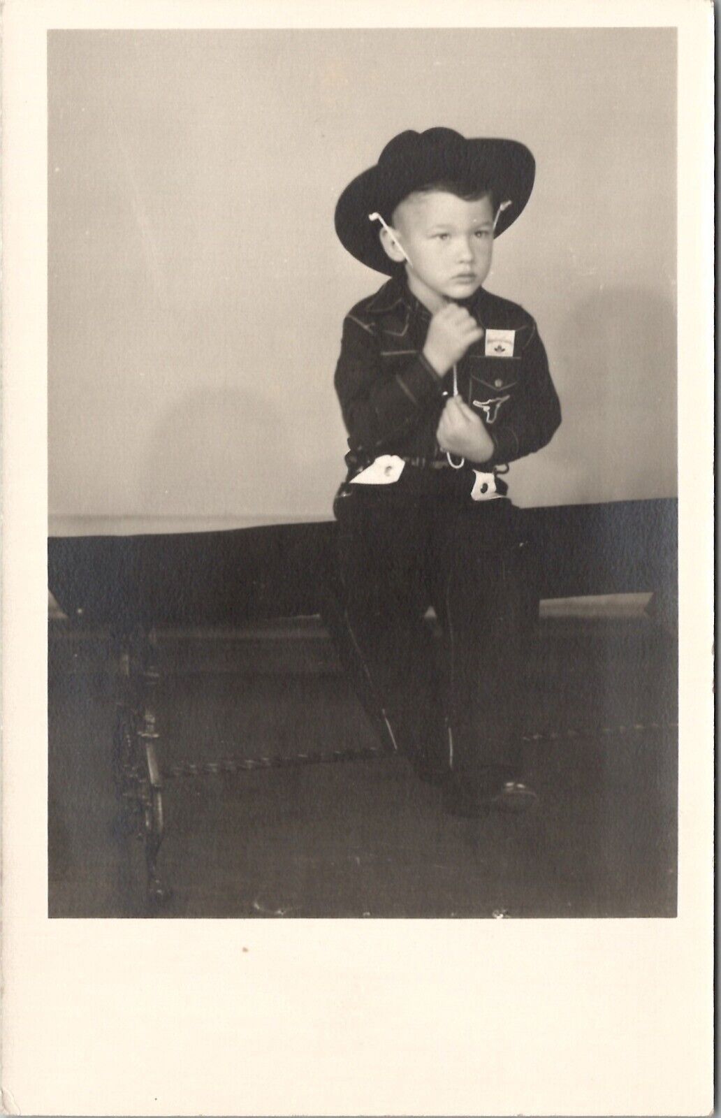 RPPC Little Cowboy Boy and His Western Hat Postcard A21