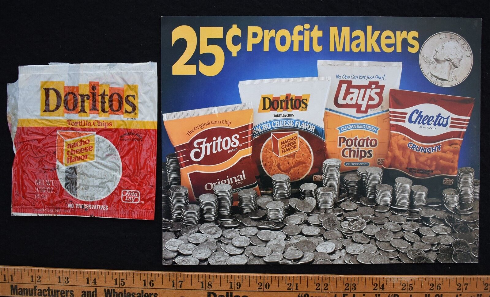 [ 1970s - 1980s Doritos Chips Bag + 1990 Sales Flyer - Vintage Frito-Lay ]