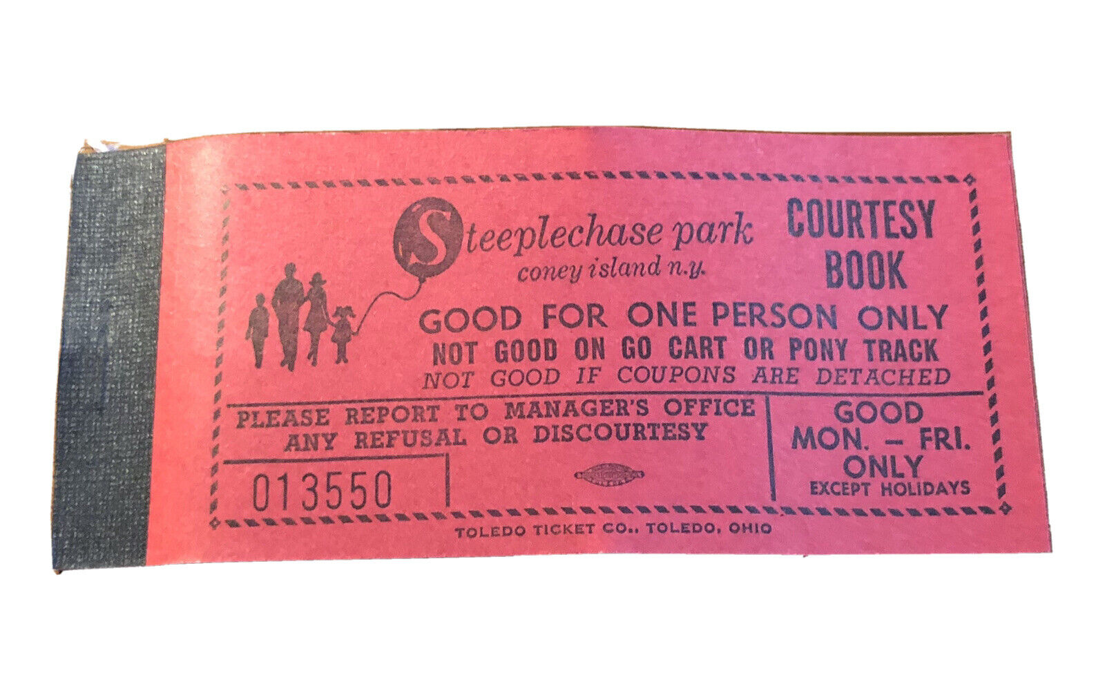 Vintage Red Booklet Steeplechase Park Coney Island Unused Tickets