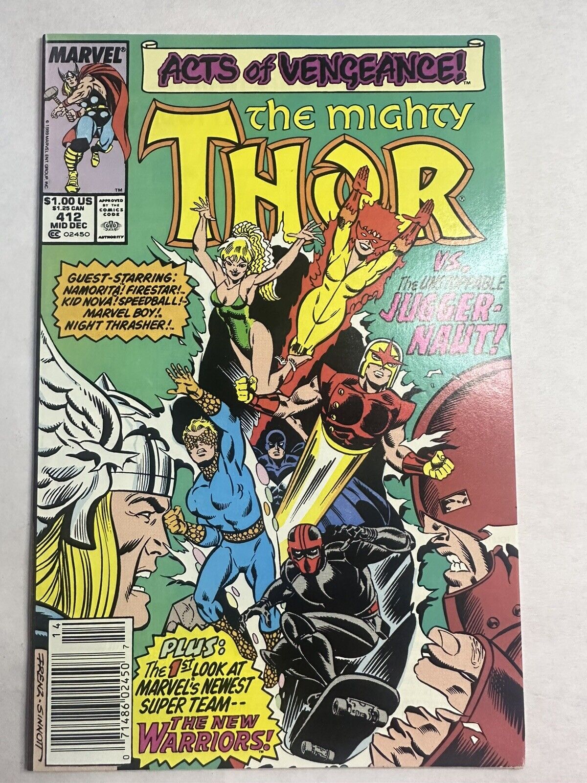 Thor #412 (1989) 🔑 1st Appearance of The New Warriors - High Grade - Vintage