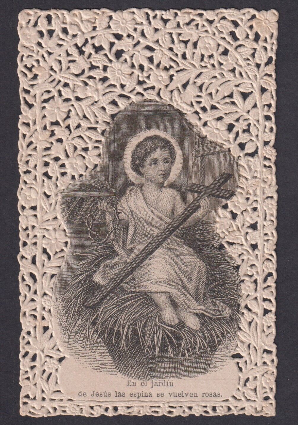 Estampa canivet antique de Jesus Niño image pieuse santino holy card