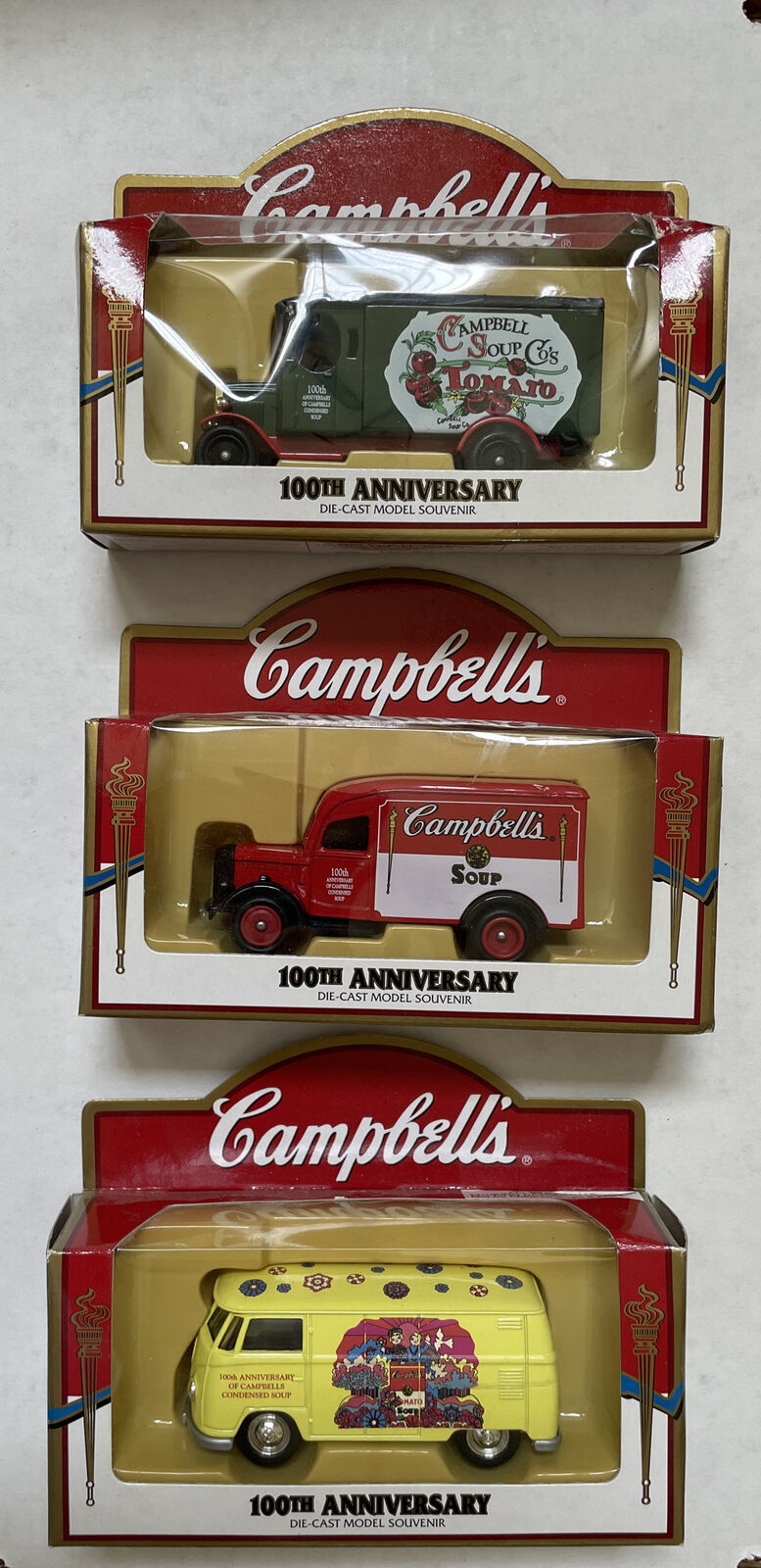 3 Campbell\'s 100th Anniversary Die Cast Model Souvenir Trucks in Original Boxes