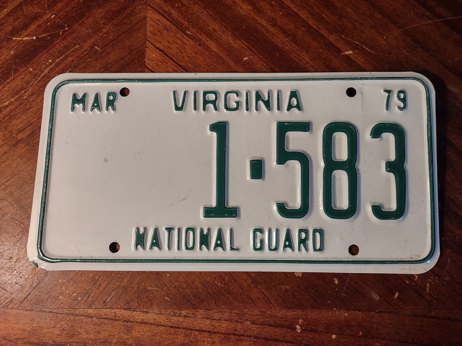1979 March Virginia National Guard Collectible Expired License Plate Vintage
