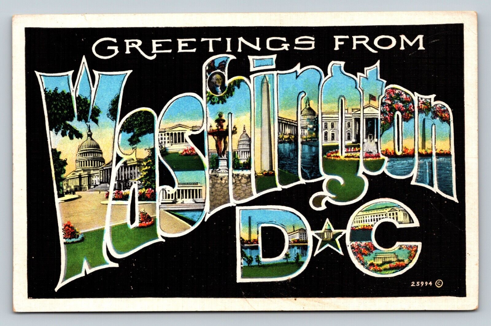 c1937 Greetings From WASHINGTON D.C. Nice Message VINTAGE Postcard