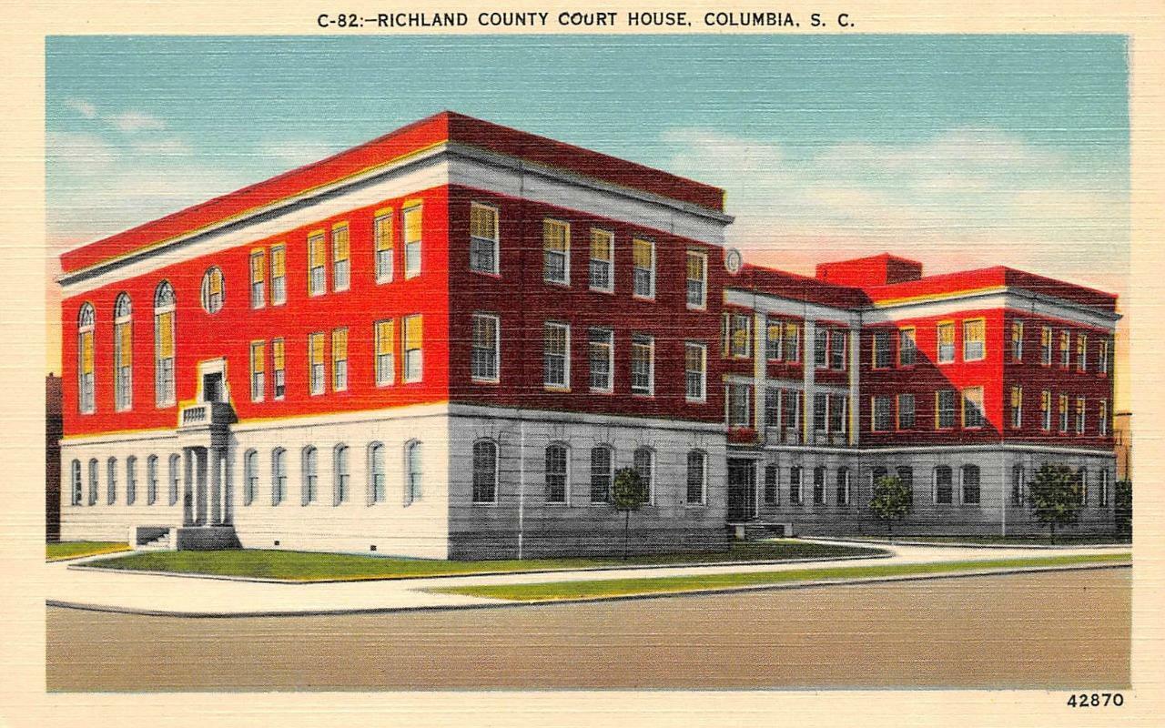 COLUMBIA, South Carolina SC    RICHLAND COUNTY COURT HOUSE   ca1940\'s Postcard