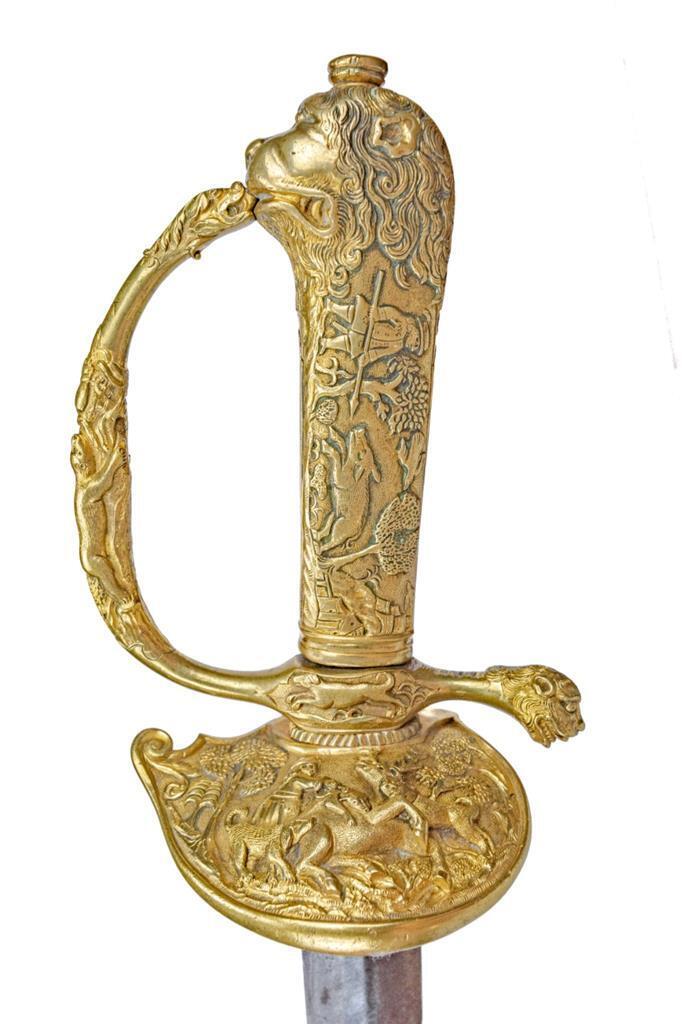 INCREDIBLE 18TH CENTURY LION HEAD POMELL HUNTING SHORT SWORD / CUTTOE Ca.1720