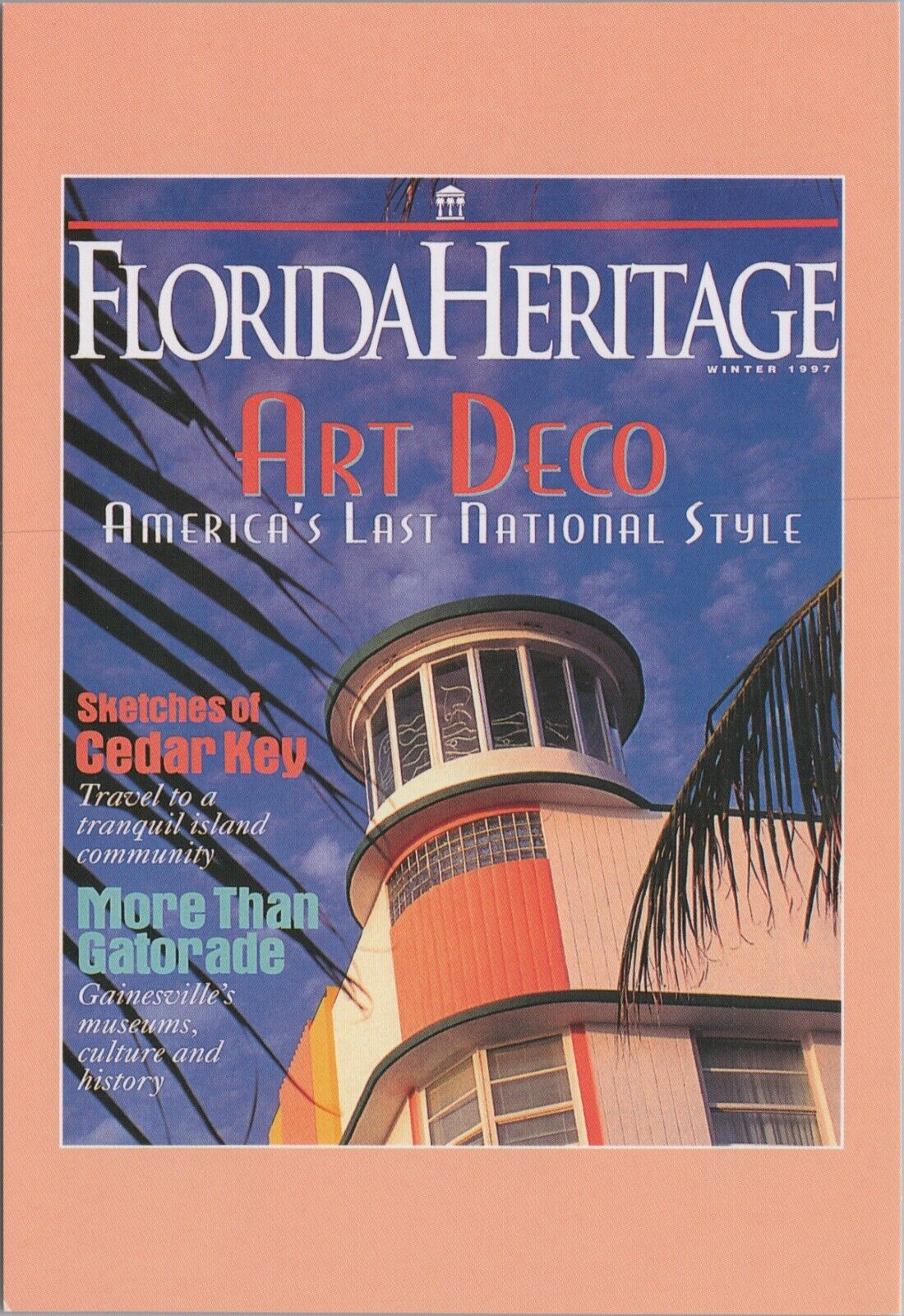 MR ALE PC c1980s Florida Heritage Magazine Postcard Palm Tree Art Deco UNP B2094