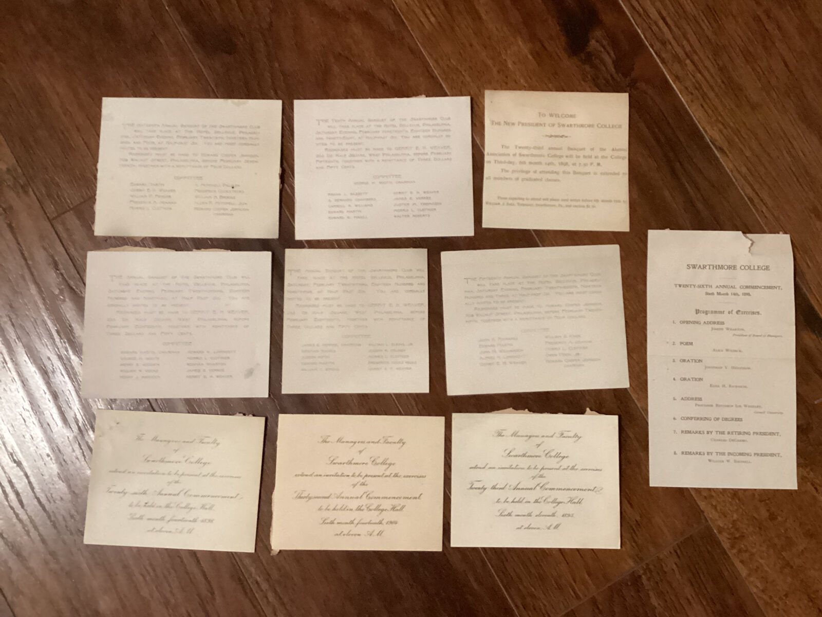 1890s 1900s Swarthmore College Lot Commencement/ Swarthmore Club Meetings