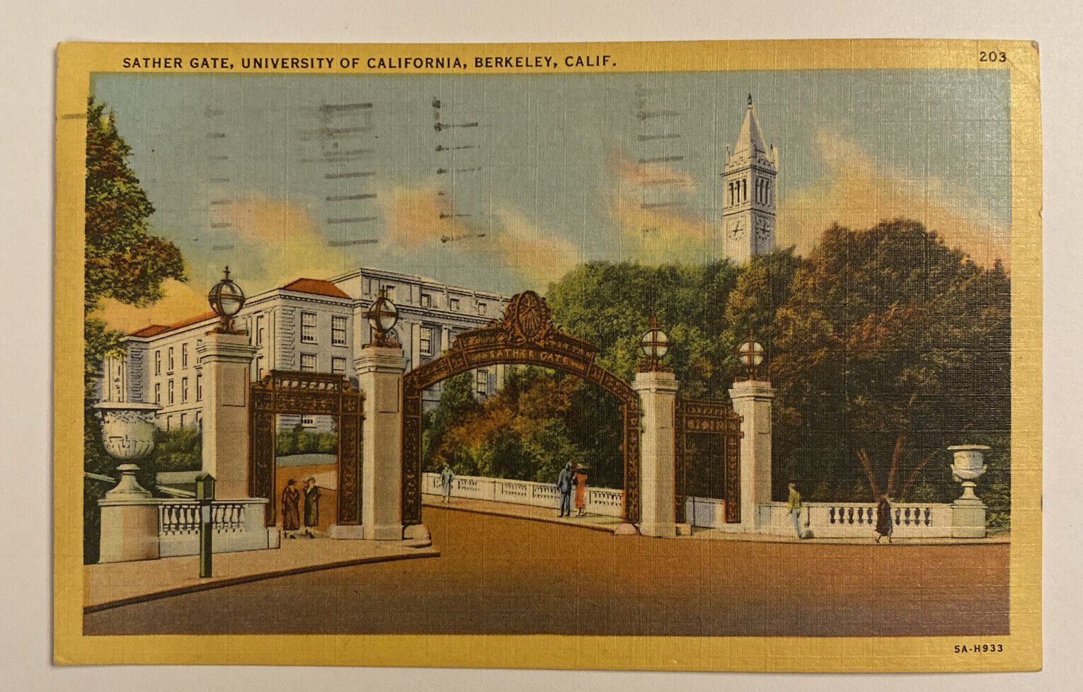 Vintage Postcard Sather Gate, University of California, Berkeley, CA