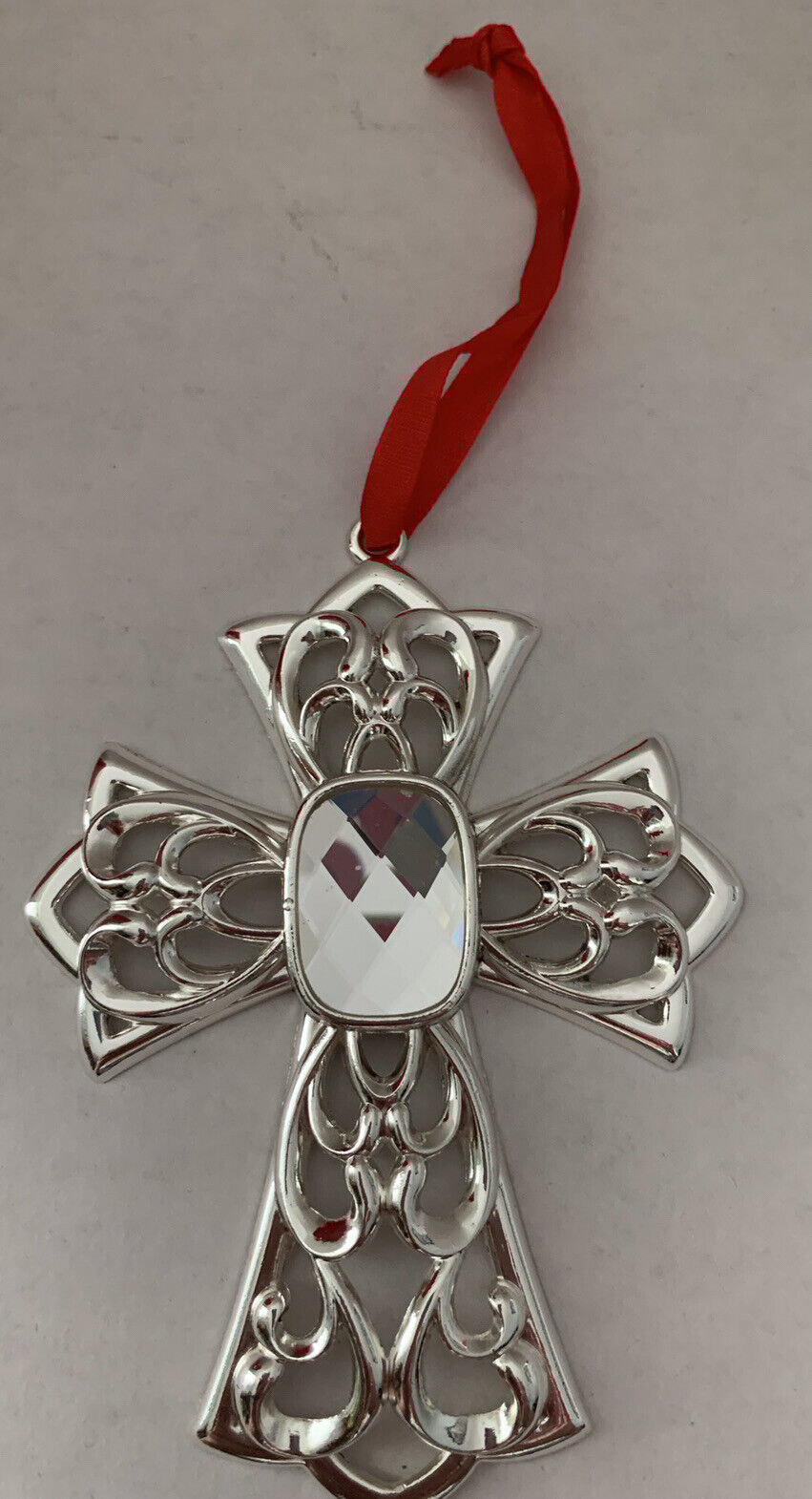 Lennox Bejeweled Silver Plated Cross Ornament #851360