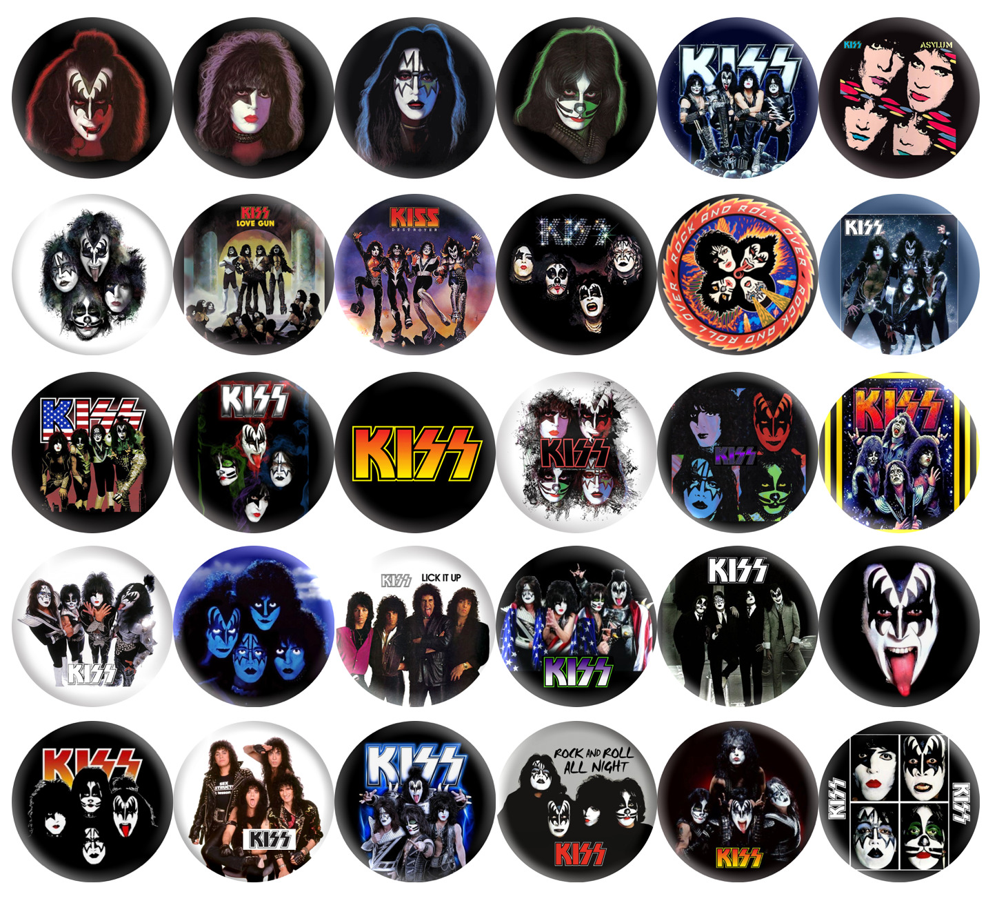 KISS Buttons 70\'s 80\'s Hair Band Classic Hard Rock Retro Music 1\