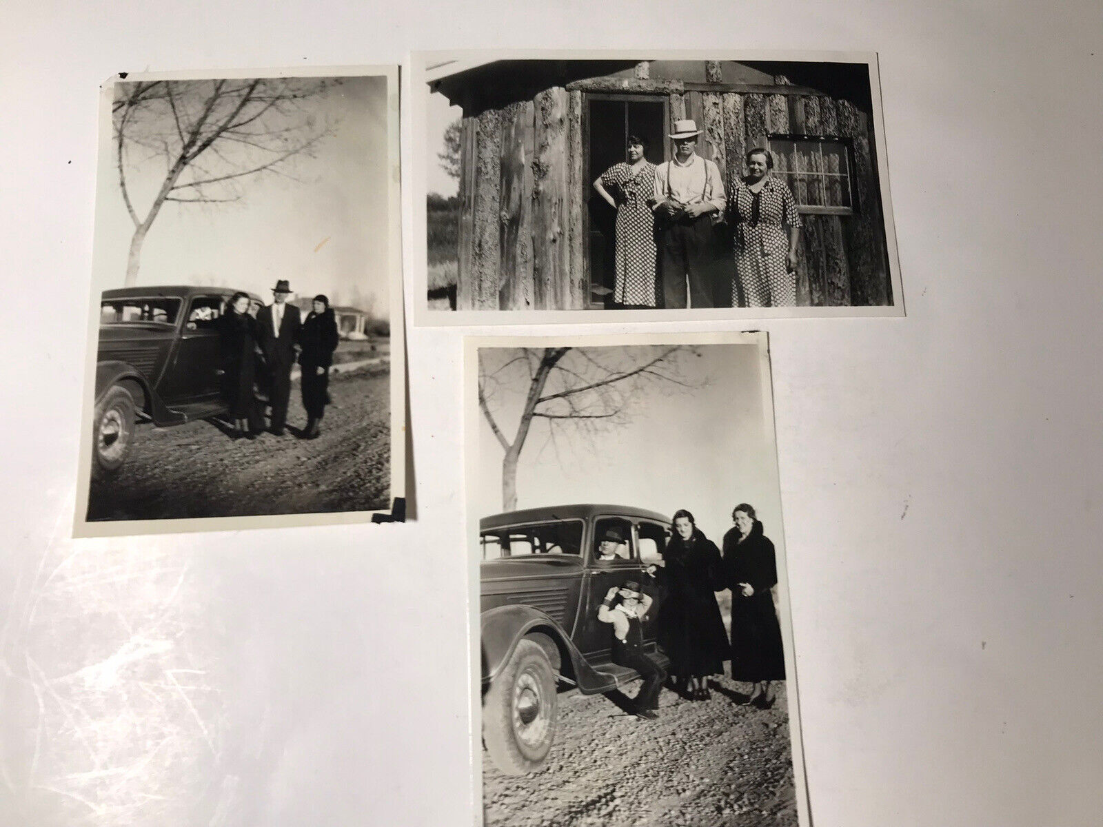 Vintage 1930s Photos Of People And Old Cars Lot Of 3 Black And White Photos