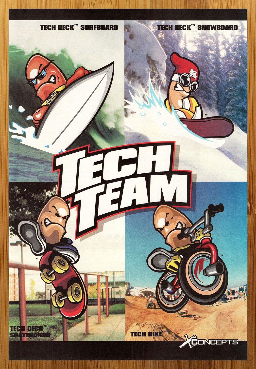 2000 X Concepts Tech Deck Toys Print Ad/Poster Skateboard Surfboard BMX Bike Art