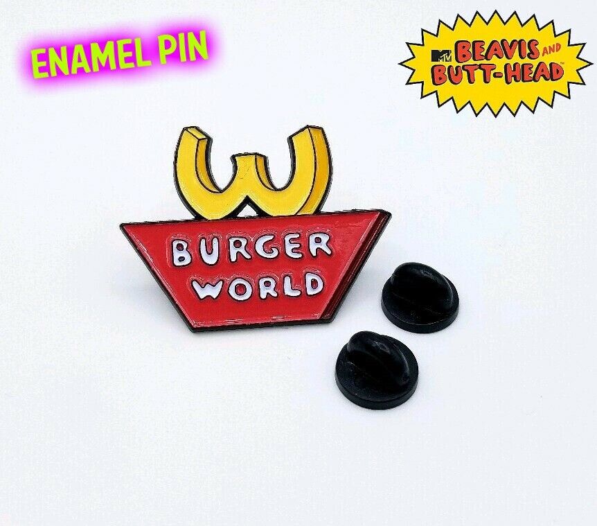 Beavis and Butthead Burger World Cartoon Metal Hat Backpack 90s Enamel Tie Pin 