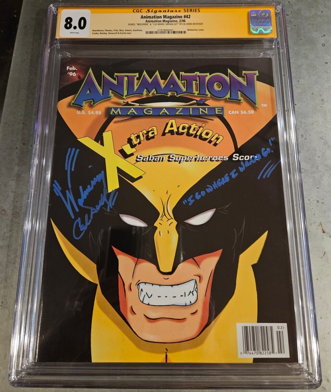 WOLVERINE X-Men Animated 90s CAL DODD Signed- Animation Magazine 1996 CGC SS 8.0