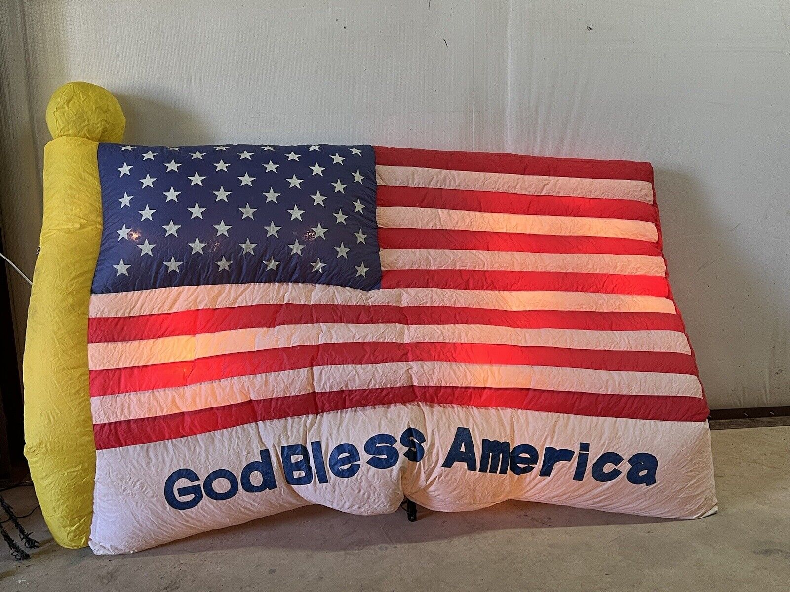 Gemmy American Flag Inflatable God Bless Light Patriot Decor Fourth Double Sided