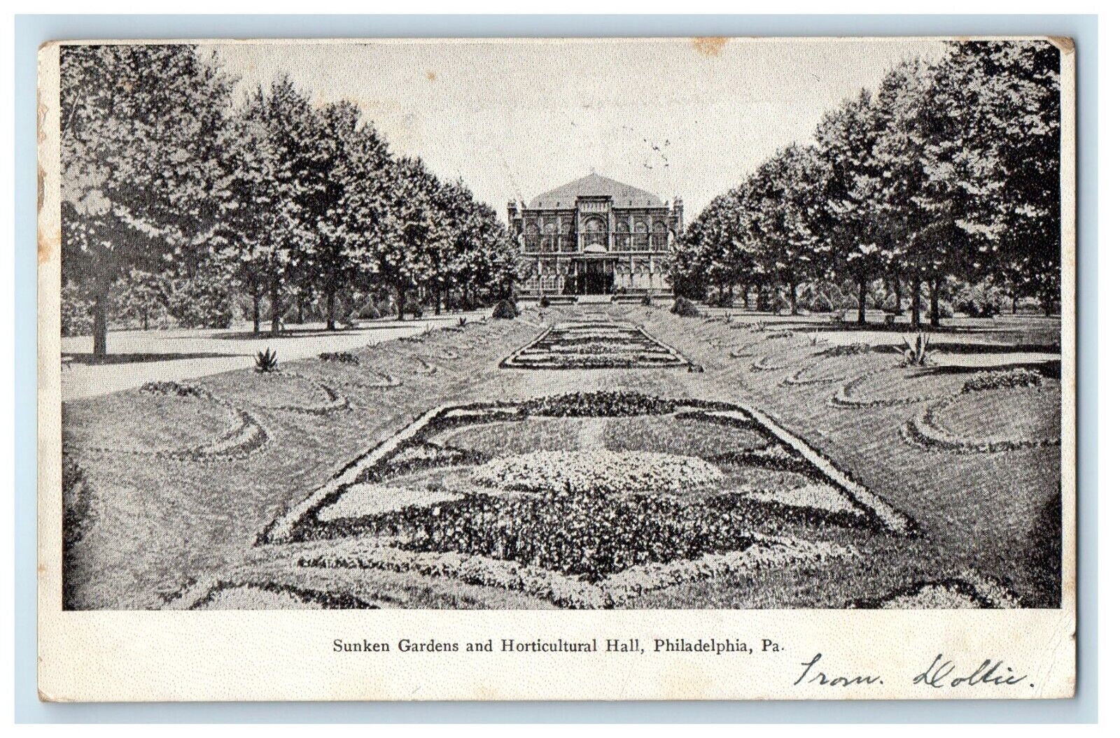1906 Sunken Gardens And Horticultural Hall Philadelphia PA Antique Postcard