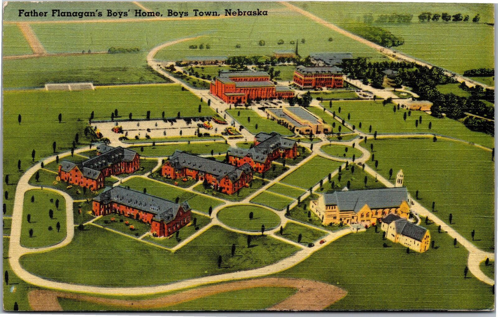 Postcard NE Boys Town - Father Flanagan\'s Boys\' Home aerial