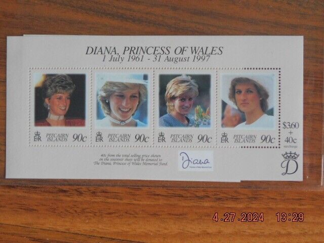 Princess Diana British Commonwealth Block Of 4 Official Legal Postage Stamps
