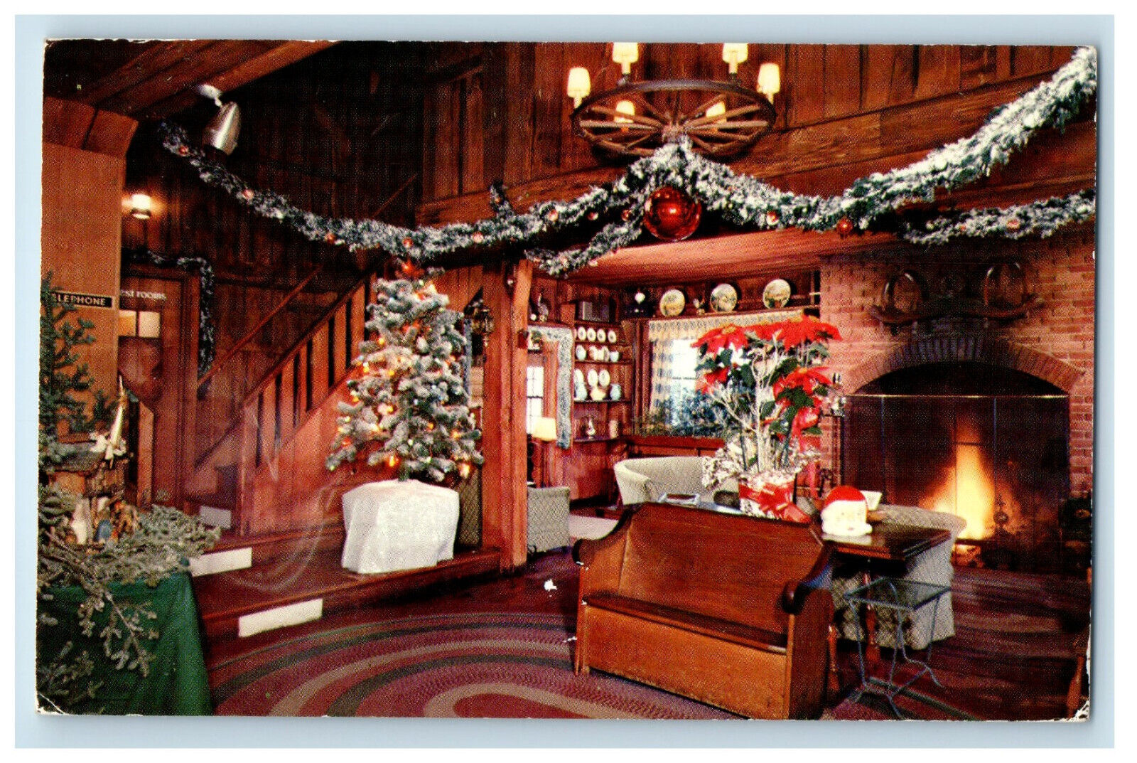 c1960's Holiday Restaurant Christmas Tree The Red Barn Westport CT Postcard