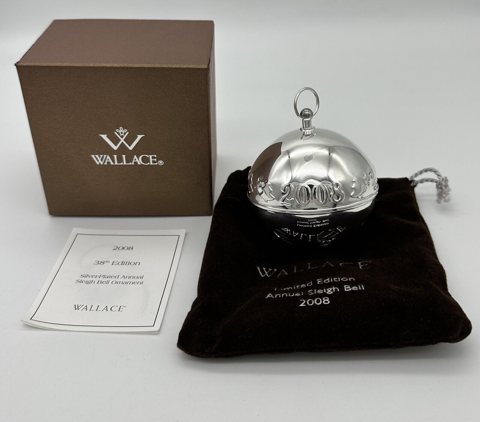 Wallace 2008 Silver-Plated Sleigh Bell Ornament Metal 38th Edition Jingle Bell ￼