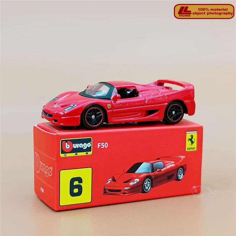 Bburago 1:64 Ferrari #6 F50 Red Damper Alloy Diecast Mini Car Model Toy Gift
