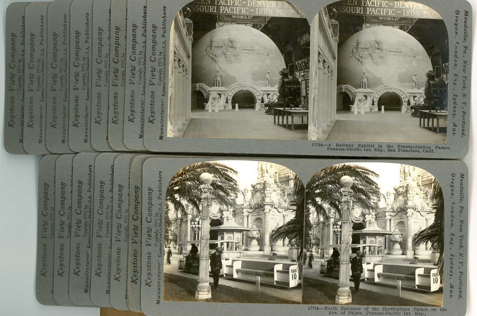 LOT OF 15 PANAMA PACIFIC INTERNATIONAL EXPOSITION STEREOVIEWS 1915 WORLD'S FAIR