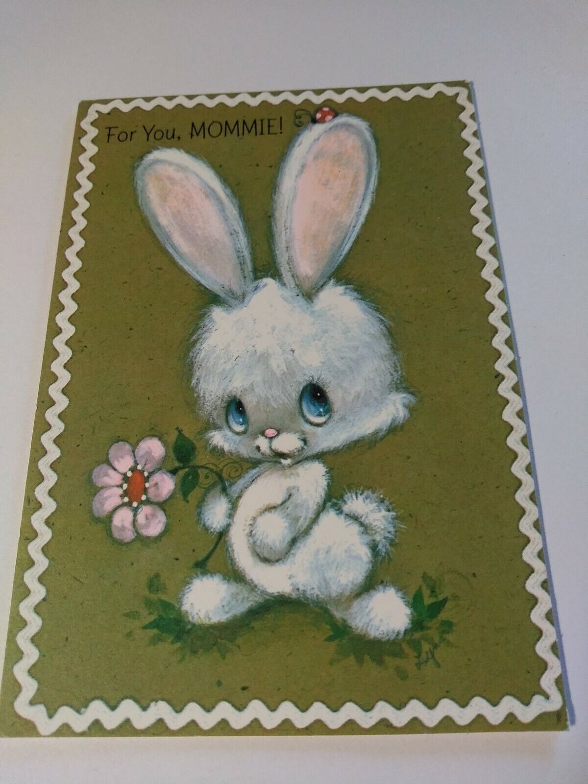 Greeting Card Vintage For You, Mommie Bunny Flower