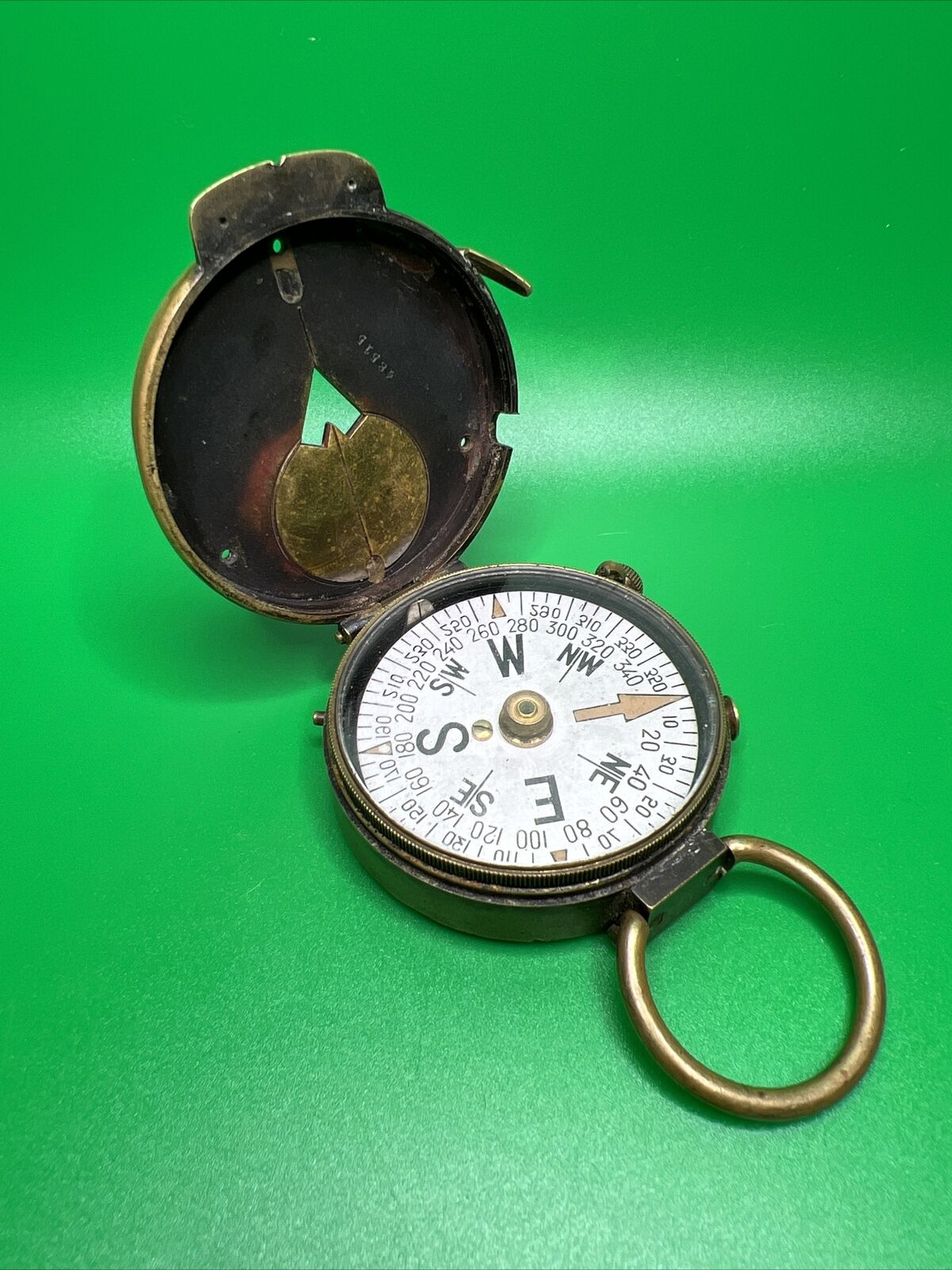 WWI VINTAGE US ENGINEER CORPS BRASS COMPASS CRUCHON & EMONS CA 1918