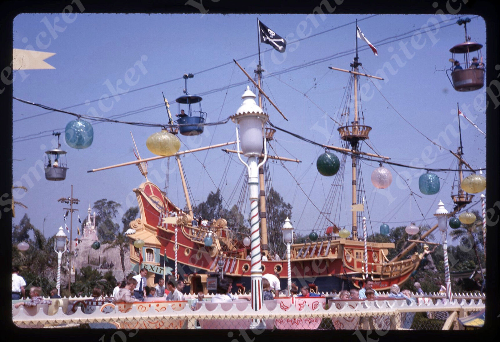 sl82 Original slide 1963  Disneyland Monstro Pirate Ship Skyway 044a