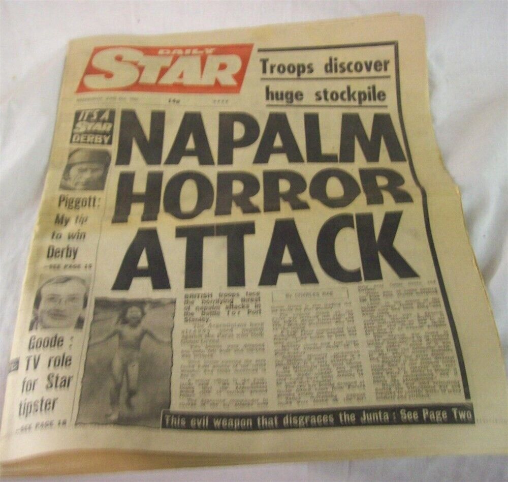 DAILY STAR TABLOID June 2, 1982 COVER STORY NAPALM ATTACK