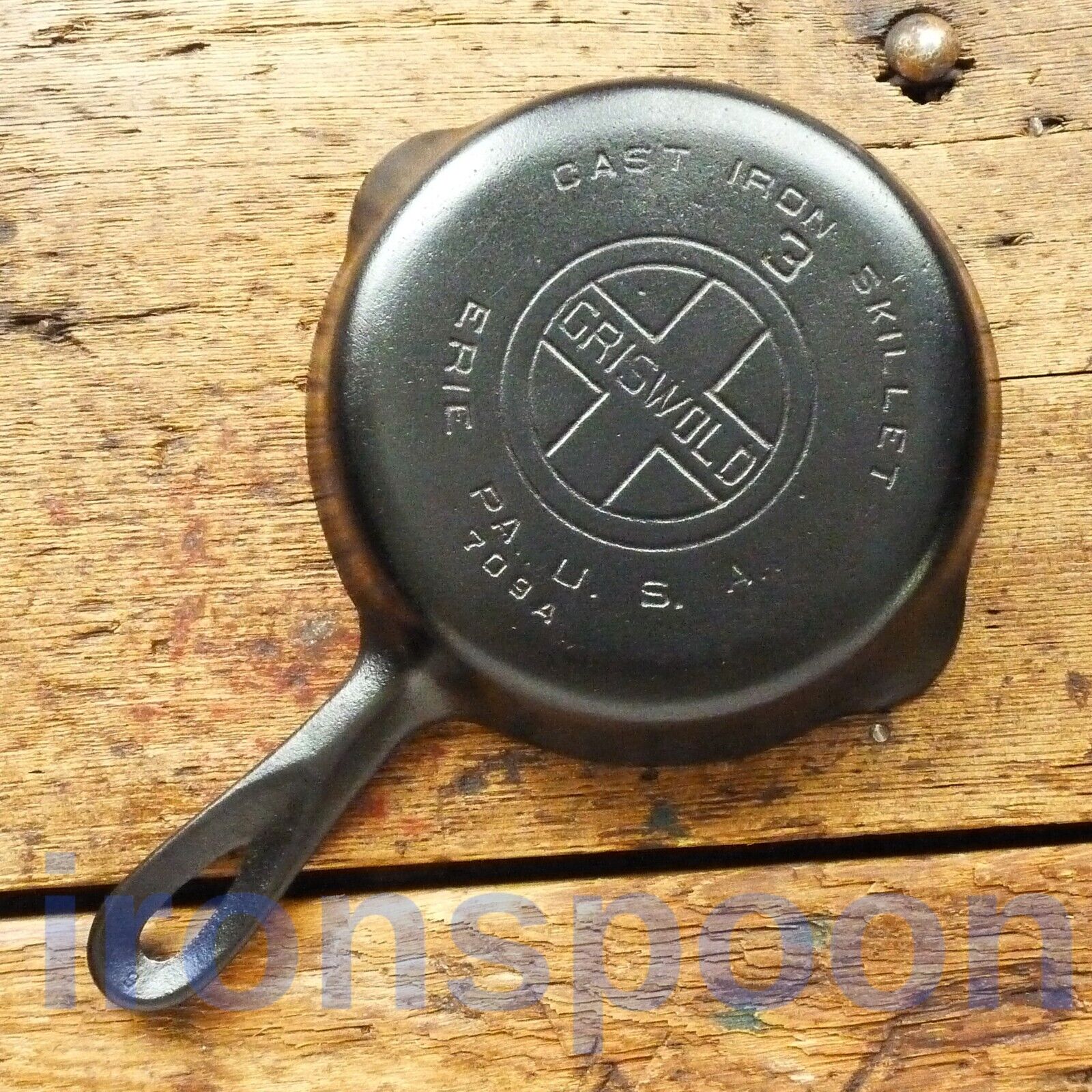 Vintage GRISWOLD Cast Iron SKILLET Frying Pan # 3 LARGE BLOCK LOGO - Ironspoon
