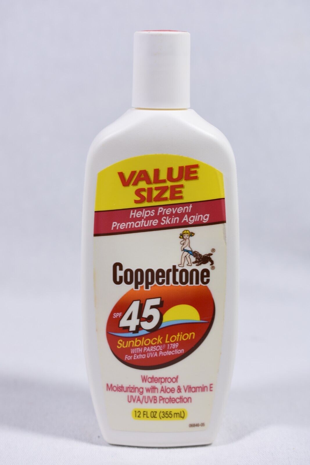 Vintage PROP Coppertone Sunblock Lotion 45 12 oz Copyright 2000 USA 65% Full