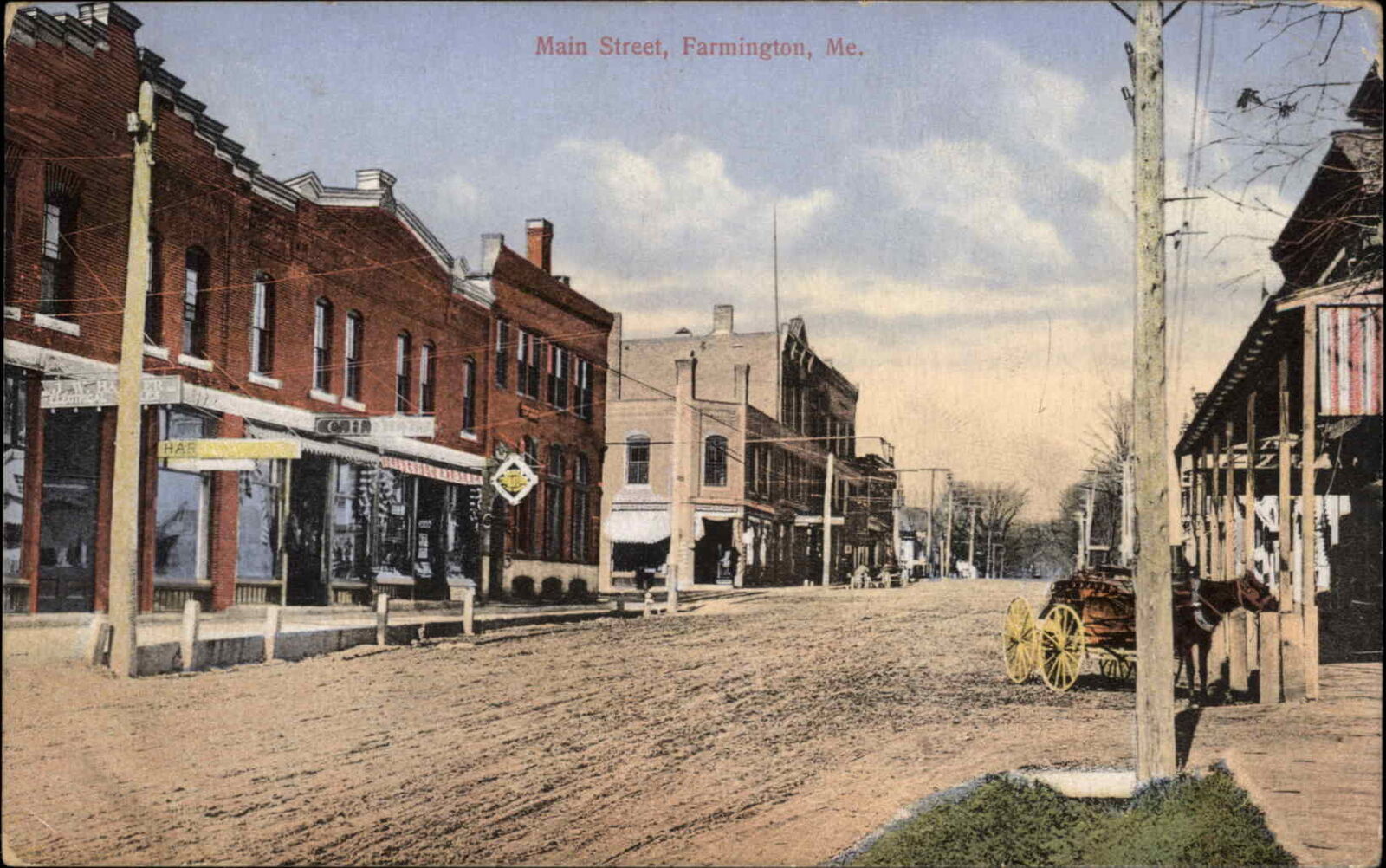 Farmington Maine ME Main Street Scene c1910 Vintage Postcard