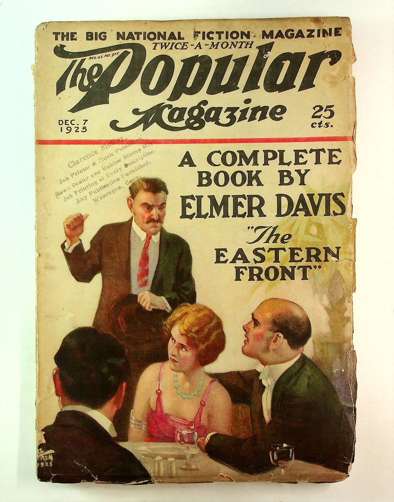 Popular Magazine Pulp Dec 7 1925 Vol. 78 #4 FR