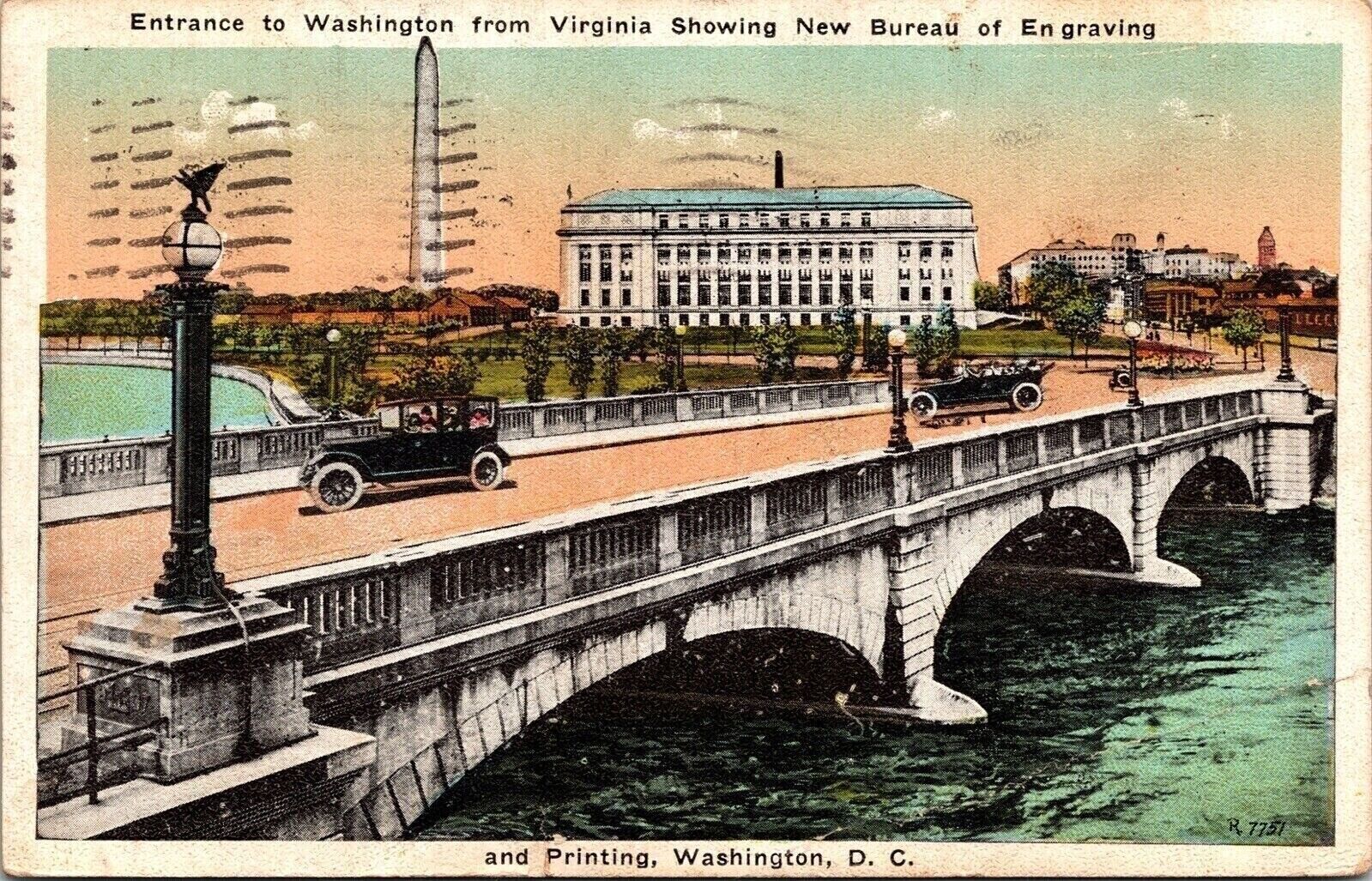 Washington DC Entrance Bridge Bureau Of Engraving WB Cancel WOB Postcard