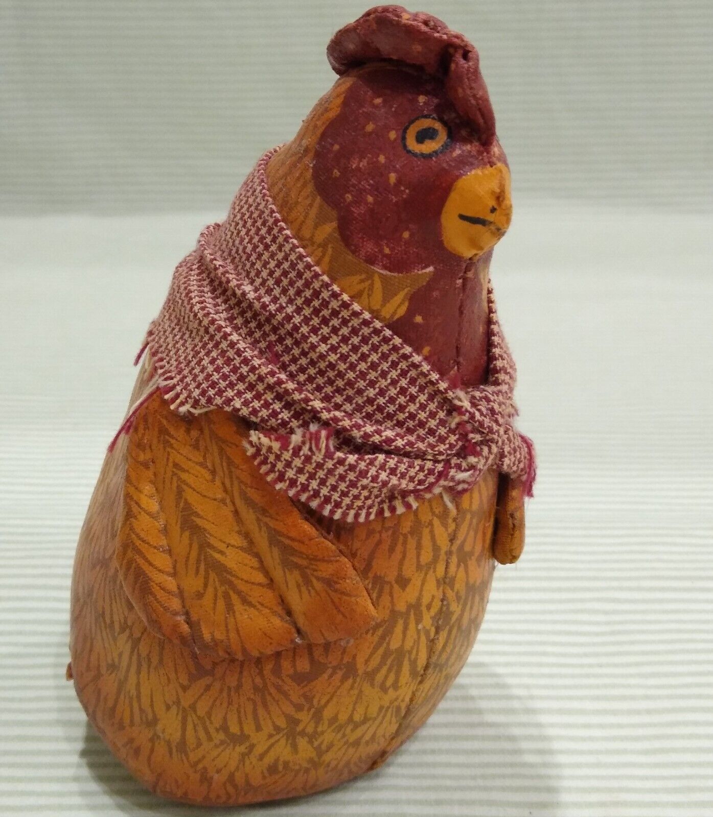 Vintage Rooster Figure Chicken Figurine Farmhouse Décor Stuffed Doll Bandana