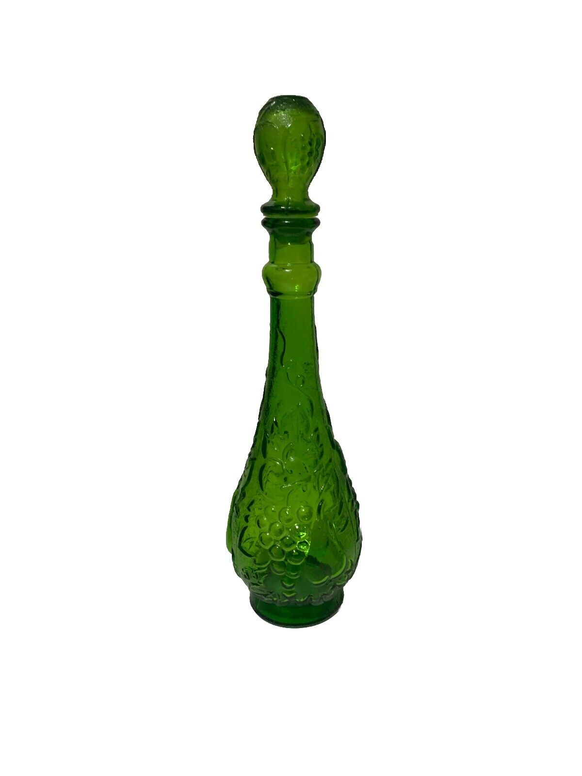 Vintage Italian  Green Glass Fruit Decanter With Stopper
